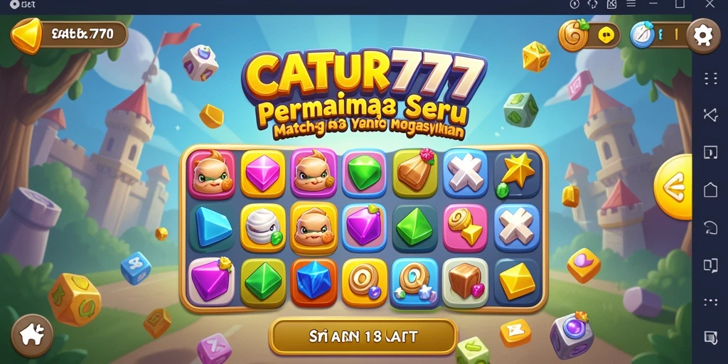 Tampilan gameplay seru di CATUR777 saat menyusun simbol-simbol Match-3.