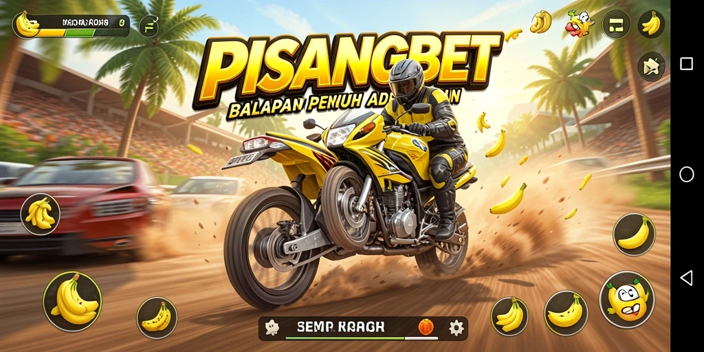 Tangkapan layar gameplay PISANGBET yang menunjukkan adrenalin balapan motor.