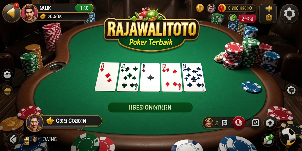 Tampilan utama gameplay poker di RAJAWALITOTO yang menegangkan.