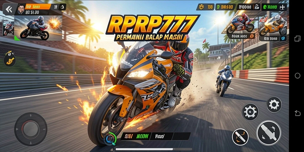 Screenshot dari gameplay <strong>RPRP777</strong> menunjukkan balapan motor yang intens dan seru.