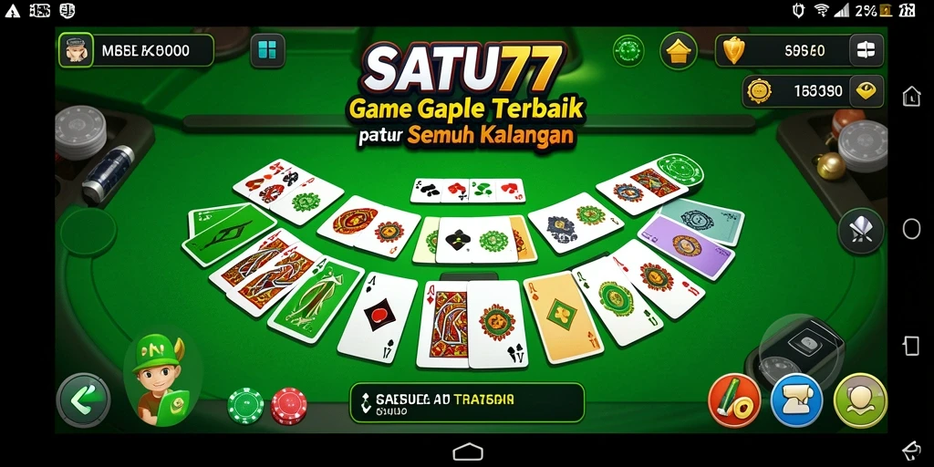 Tampilan gameplay Gaple yang seru dan interaktif di SATU77.